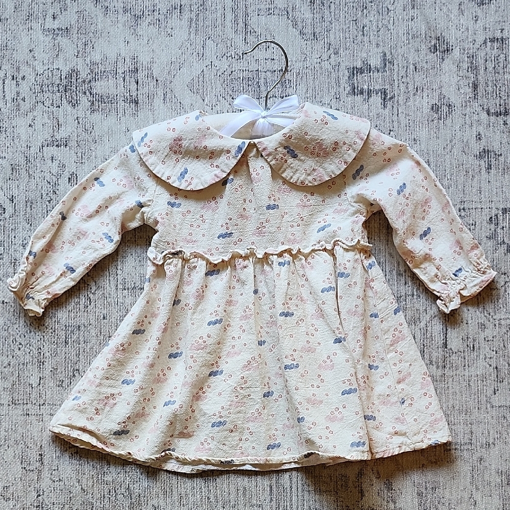 Adorable Cream and Blue Kids Dress